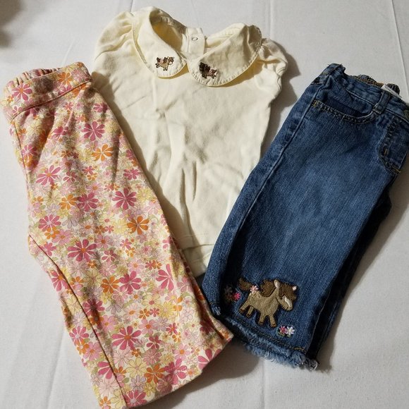 Gymboree Pony Ranch Used 6-12 month Jeans, pants & Outlet Bodysuit.